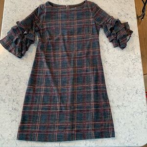 Plaid Ruffled Sleeve Fall/Winter Dress